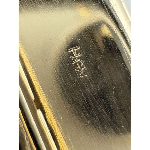 Vintage 14k Yellow Gold Polished Natural Shape Jade Brooch Pin Estate Jewelry - Picture 7 of 12